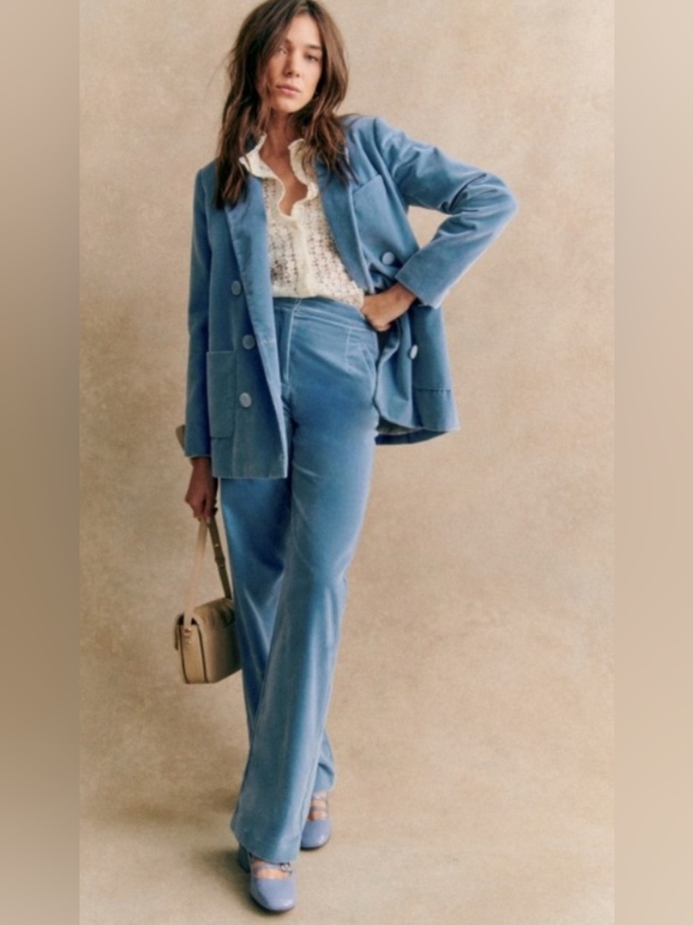 Sezane Michele jacket iceberg blue corduroy NWT
